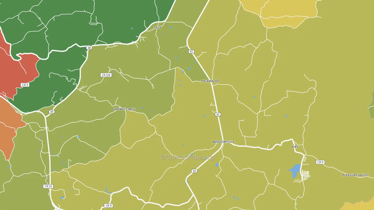 Kalamazoo, WV Map of Vandalism Rates