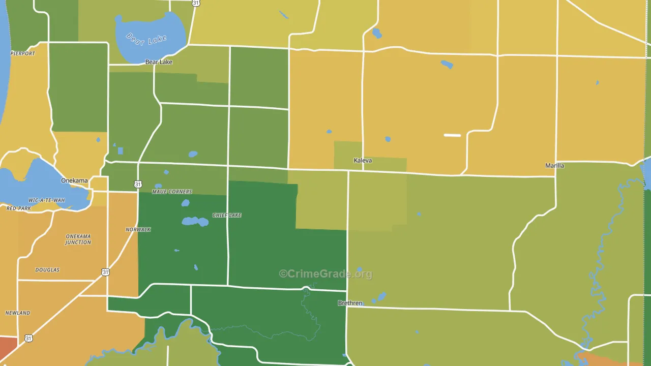 Kaleva, MI Map of Vandalism Rates