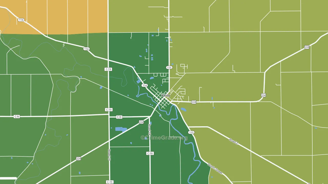 Kalida, OH Map of Vandalism Rates
