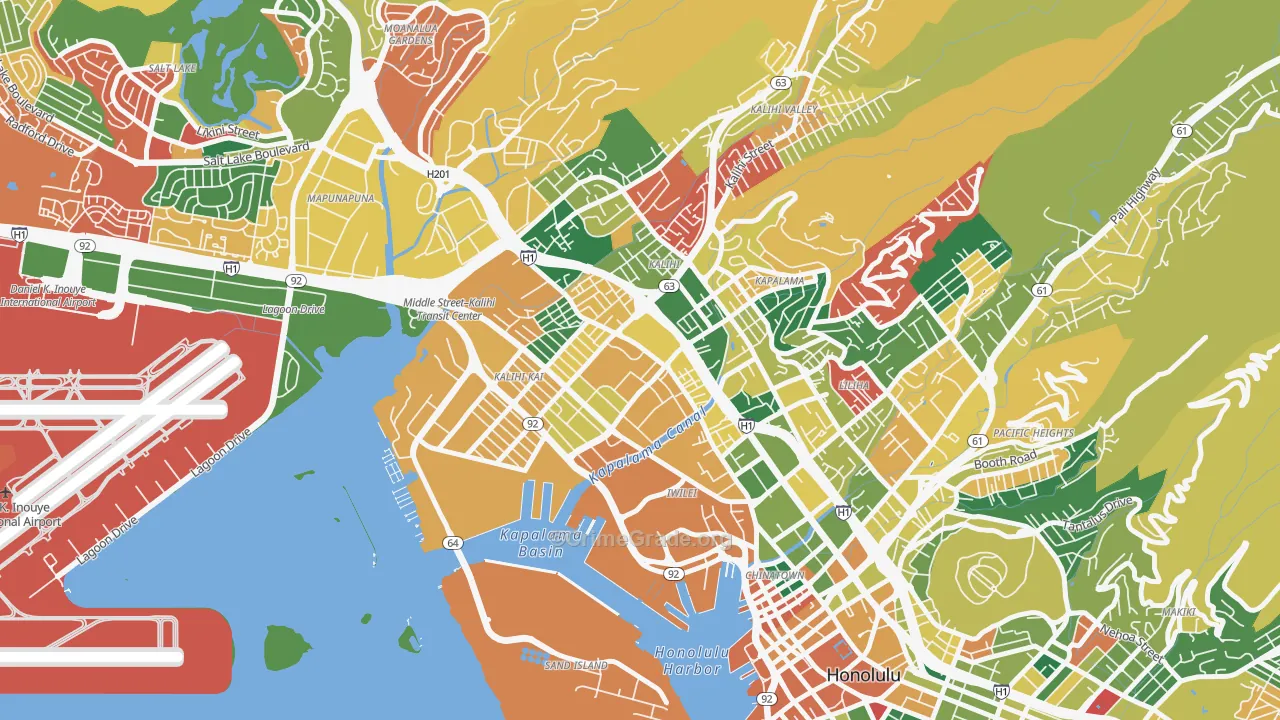 Kalihi-Palama, Honolulu, HI Map of Vandalism Rates