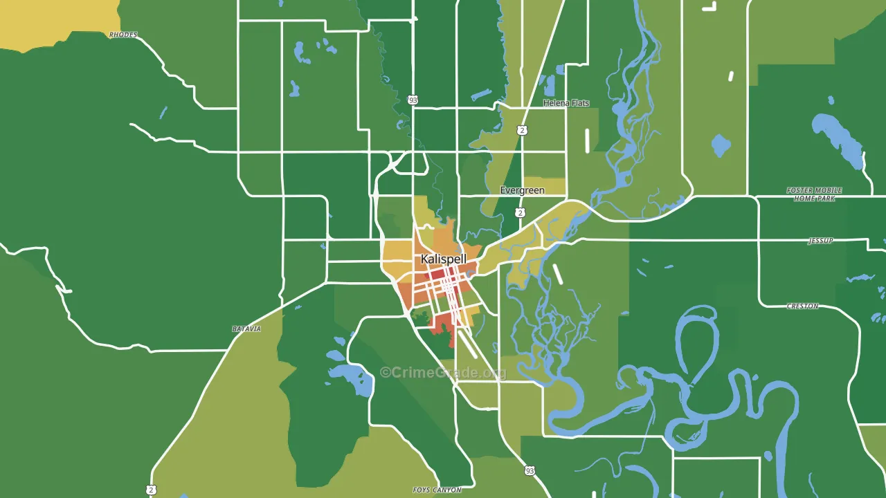 Kalispell, MT Map of Vandalism Rates