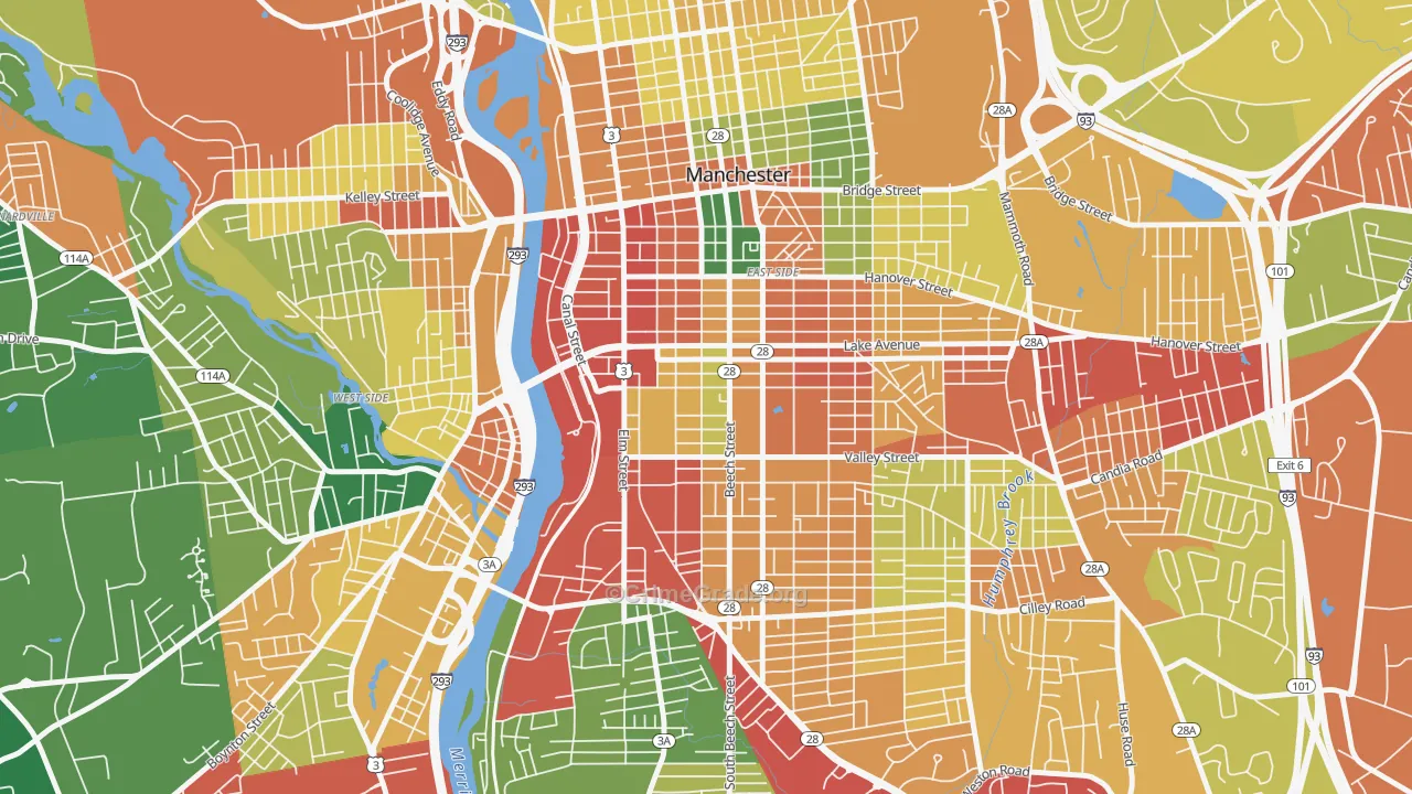 Kalivas Union, Manchester, NH Map of Vandalism Rates