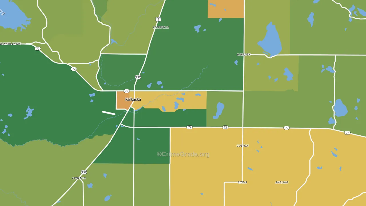 Kalkaska, MI Map of Vandalism Rates