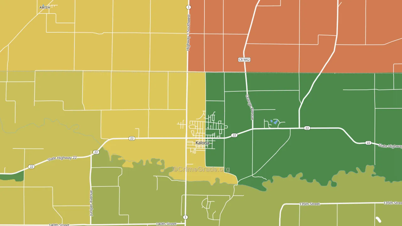 Kalona, IA Map of Vandalism Rates