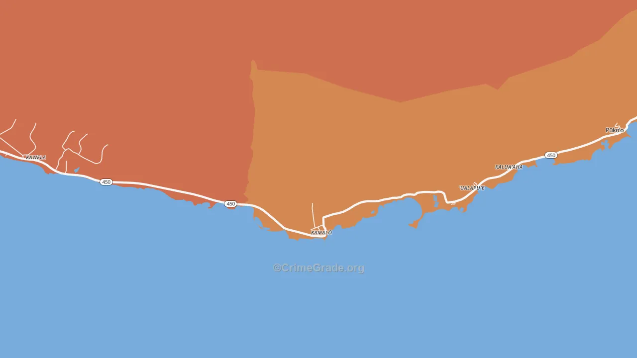 Kamalo, HI Map of Vandalism Rates