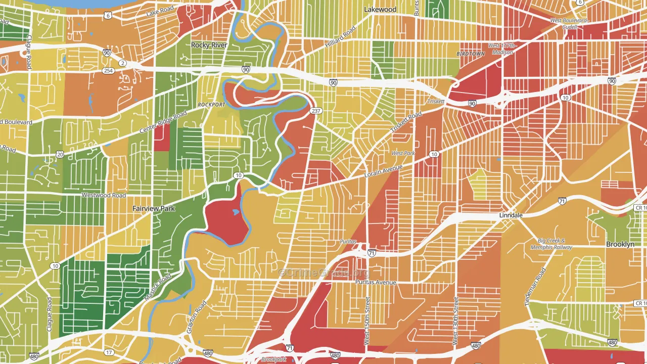 Kamms Corner, Cleveland, OH Map of Vandalism Rates