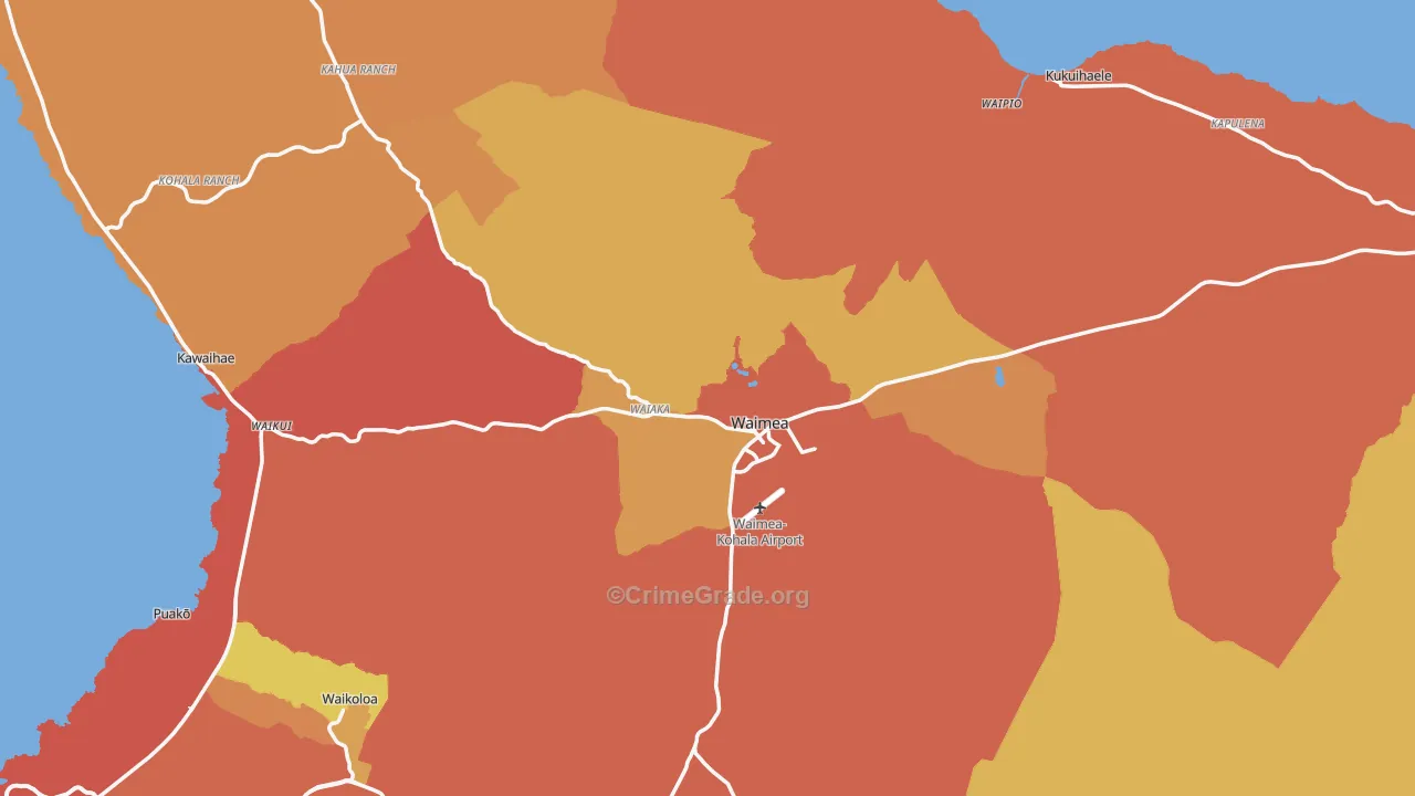 Kamuela, Waimea, HI Map of Vandalism Rates