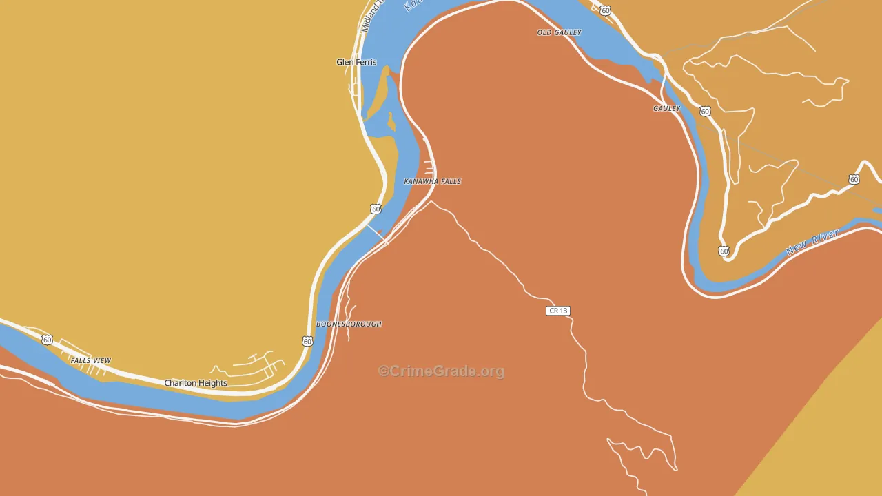 Kanawha Falls, WV Map of Vandalism Rates