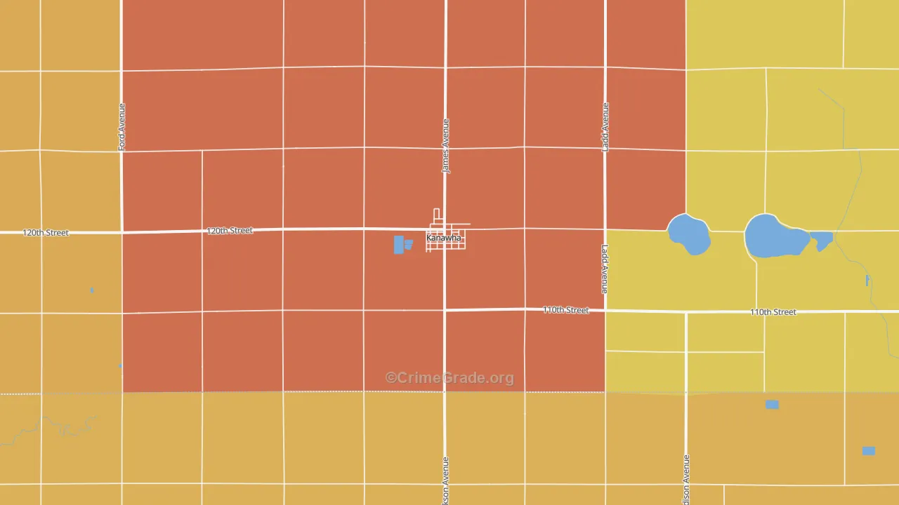 Kanawha, IA Map of Vandalism Rates