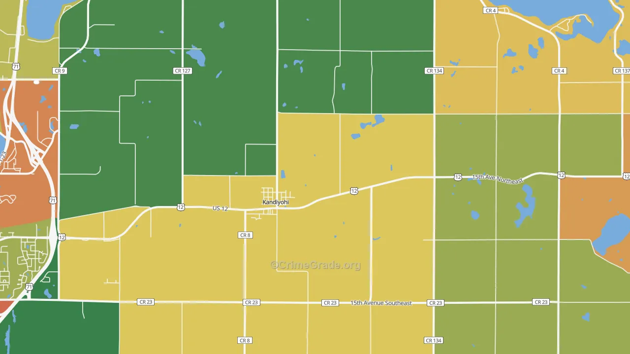 Kandiyohi, MN Map of Vandalism Rates