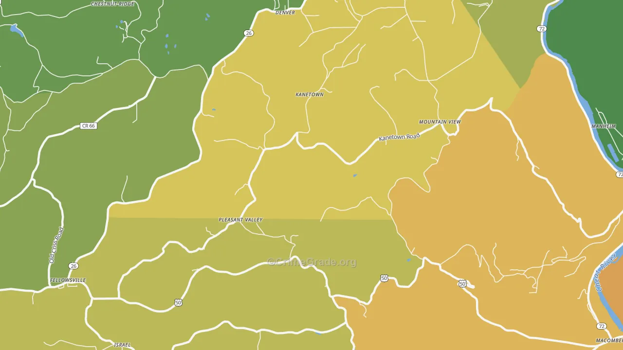 Kanetown, WV Map of Vandalism Rates