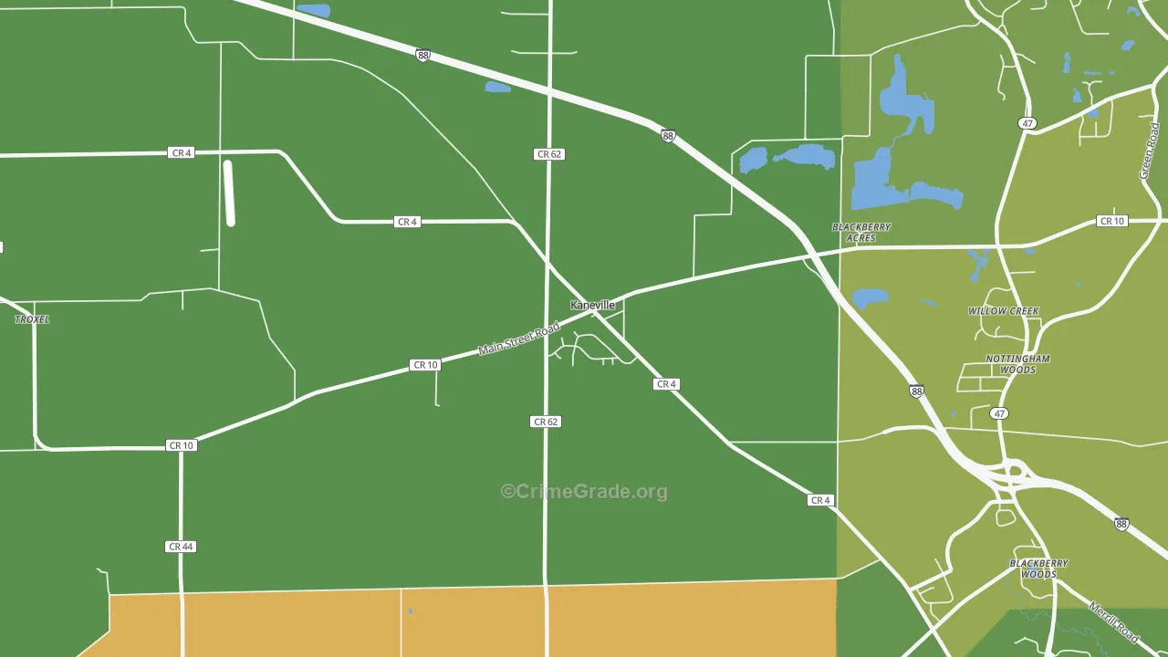 Kaneville, IL Map of Vandalism Rates