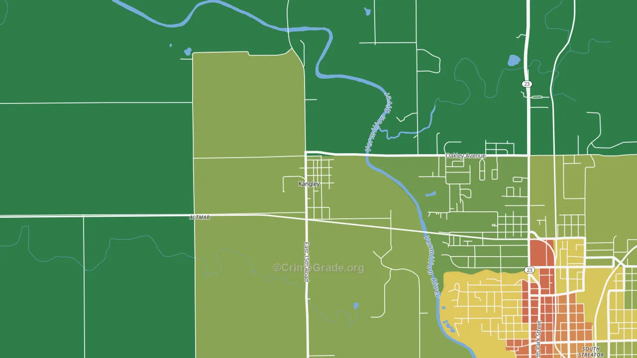 Kangley, IL Map of Vandalism Rates