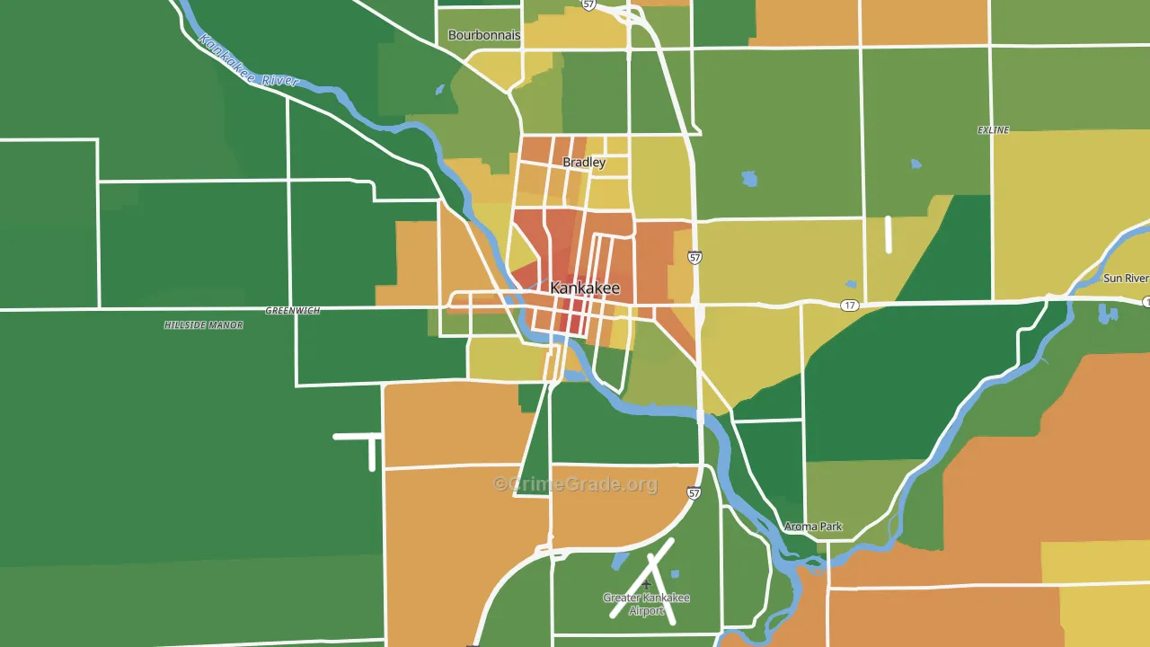 Kankakee, IL Map of Vandalism Rates