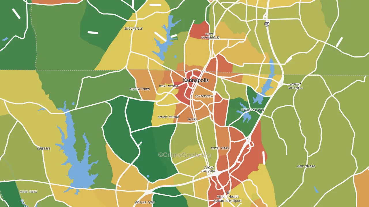 Kannapolis, NC Map of Vandalism Rates