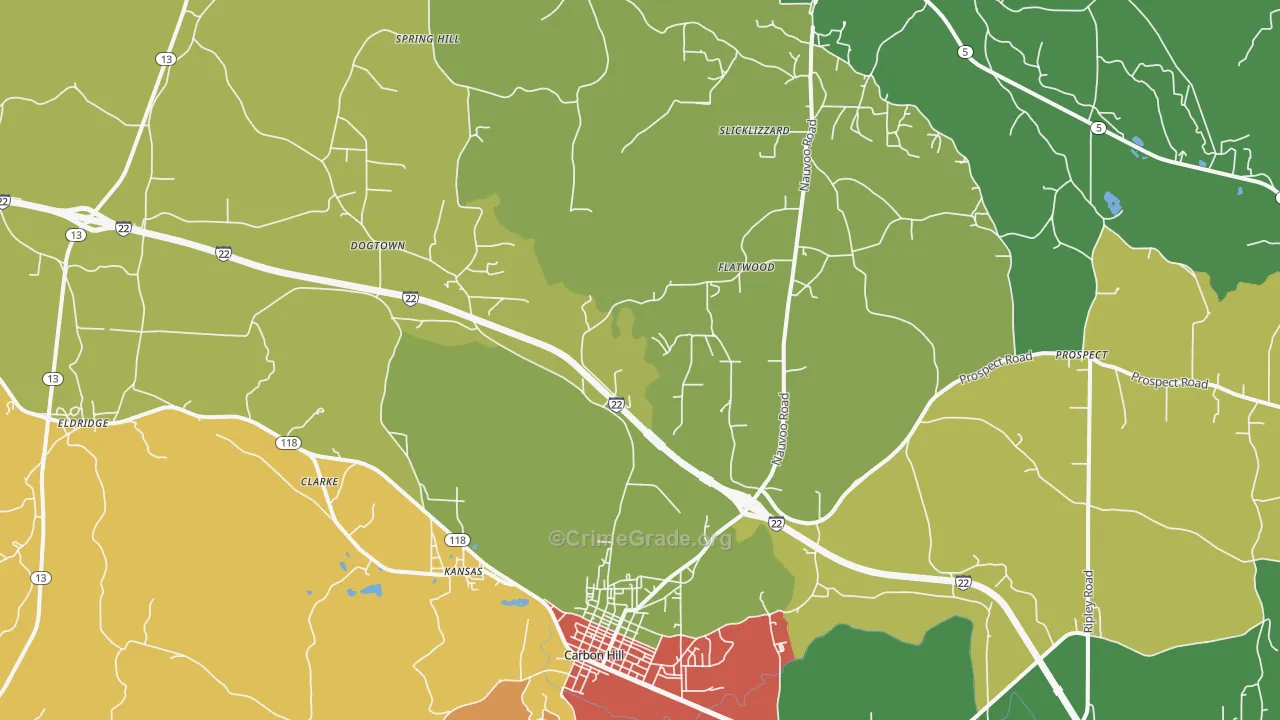 Kansas, AL Map of Vandalism Rates