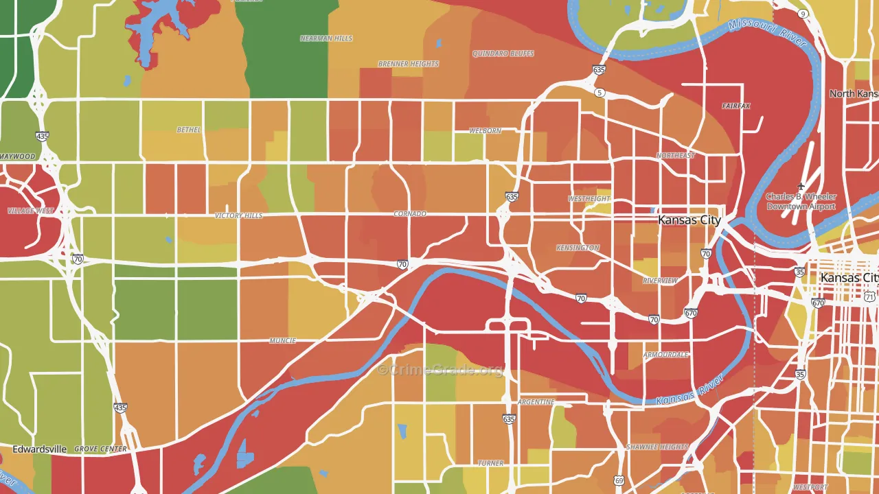 Kansas City, KS Map of Vandalism Rates