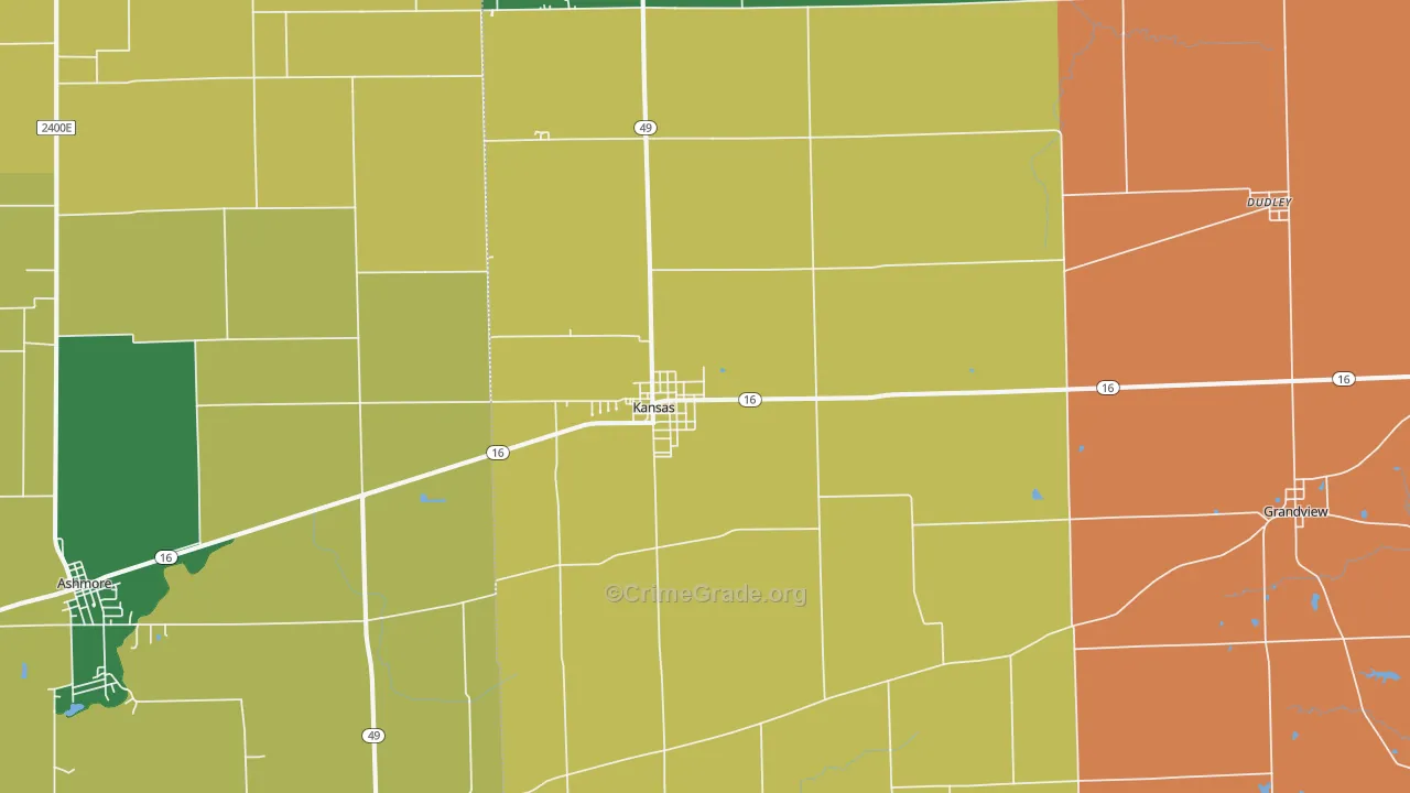 Kansas, IL Map of Vandalism Rates