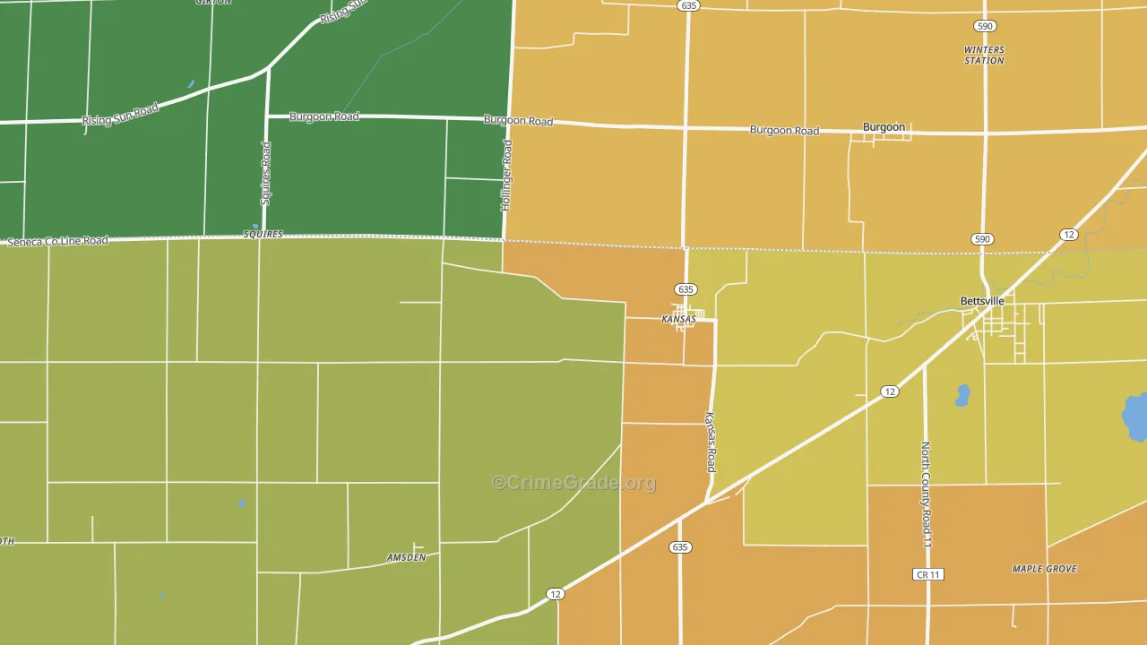 Kansas, OH Map of Vandalism Rates