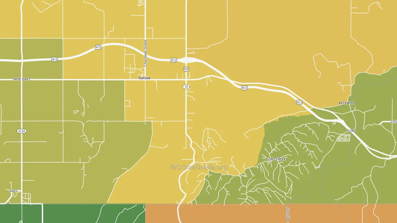 Kansas, OK Map of Vandalism Rates