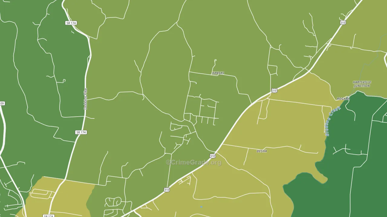 Kansas, TN Map of Vandalism Rates