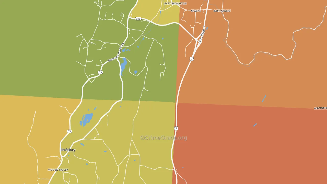Kansas, VT Map of Vandalism Rates