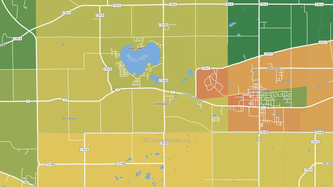 Kansasville, WI Map of Vandalism Rates