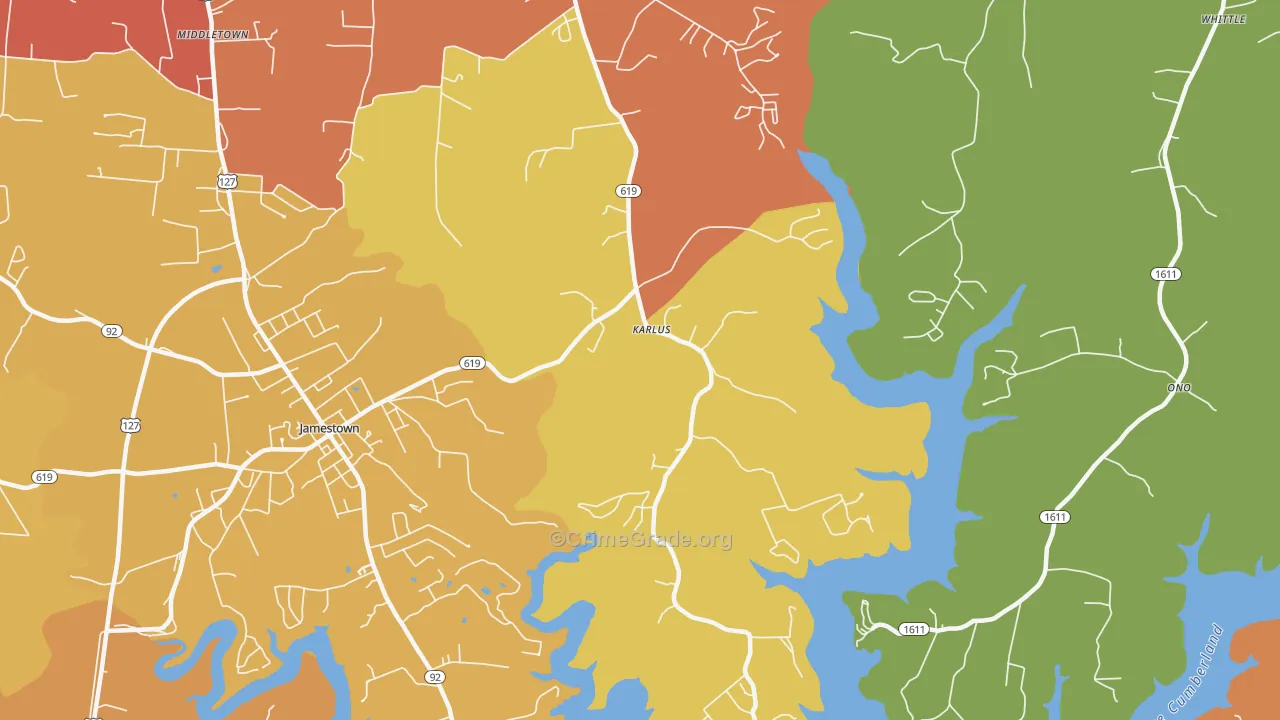 Karlus, KY Map of Vandalism Rates