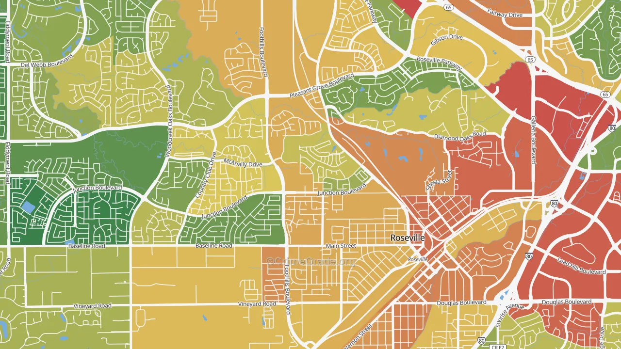 Kaseberg-Kingswood, Roseville, CA Map of Vandalism Rates