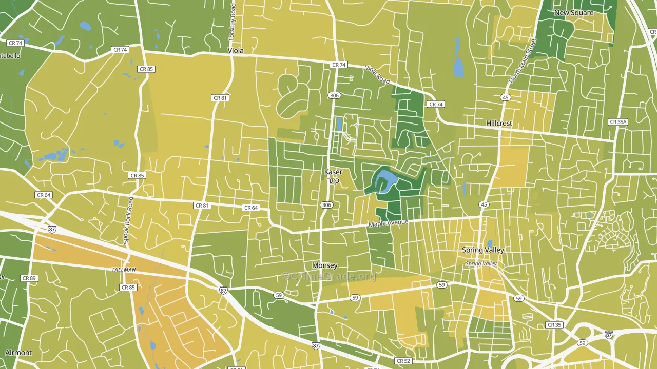 Kaser, NY Map of Vandalism Rates