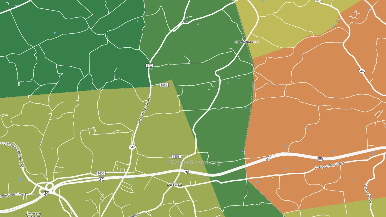 Kaseville, PA Map of Vandalism Rates
