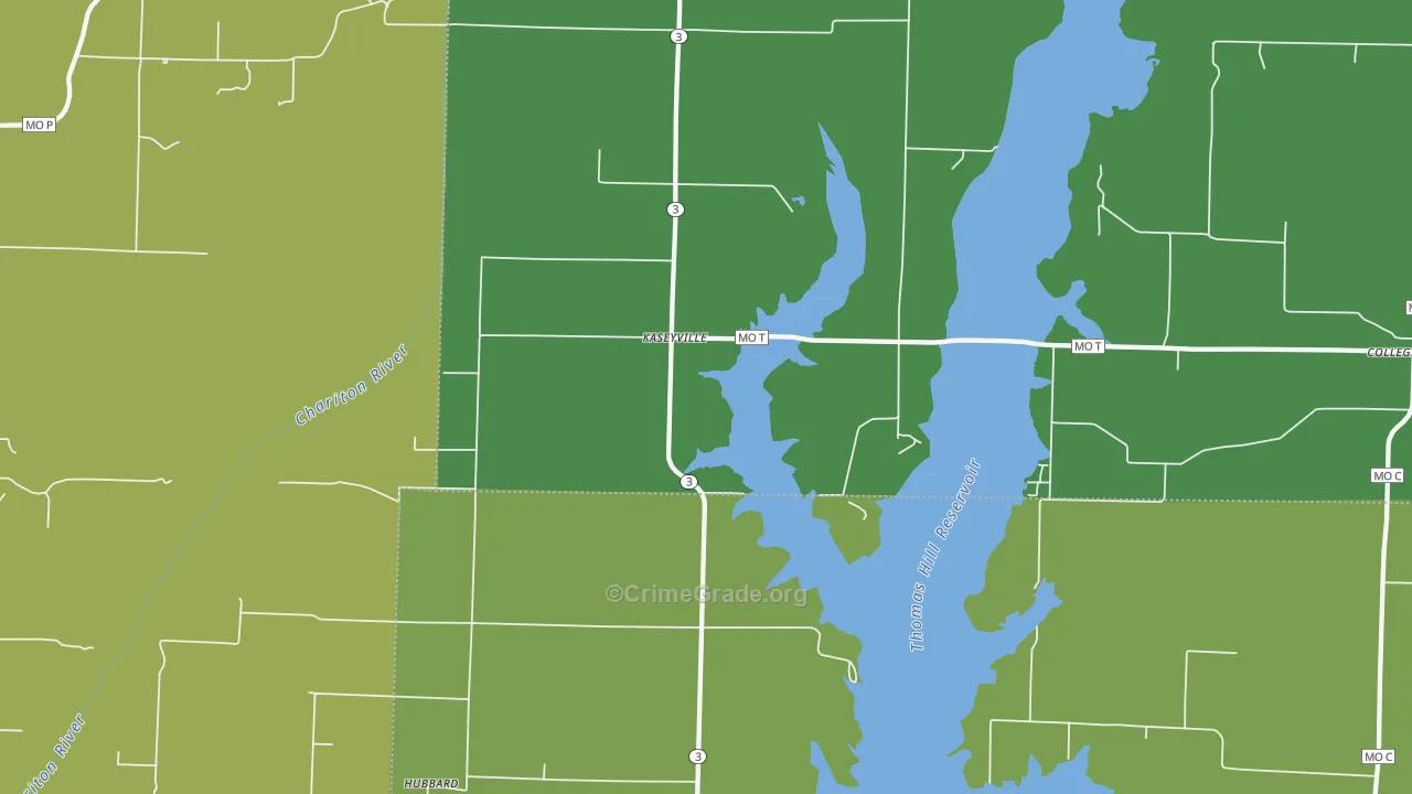Kaseyville, MO Map of Vandalism Rates