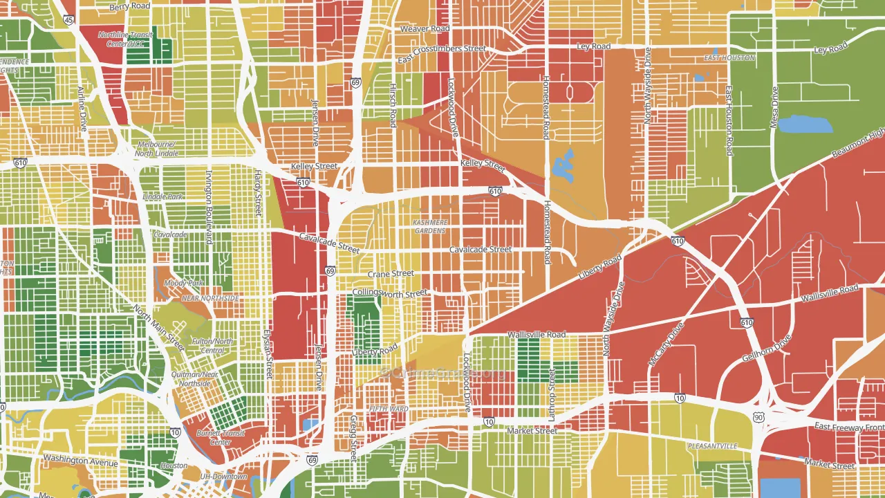 Kashmere Gardens, Houston, TX Map of Vandalism Rates