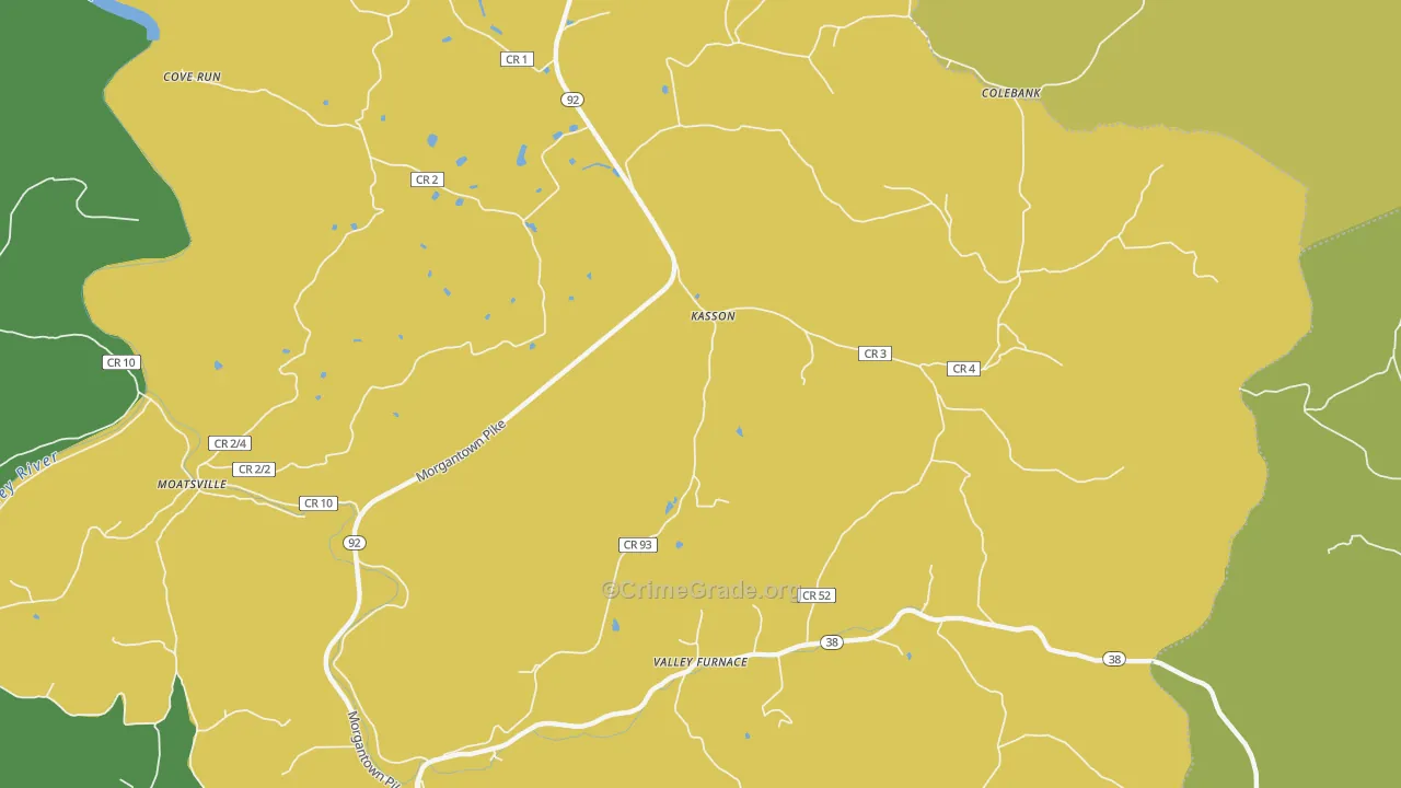 Kasson, WV Map of Vandalism Rates