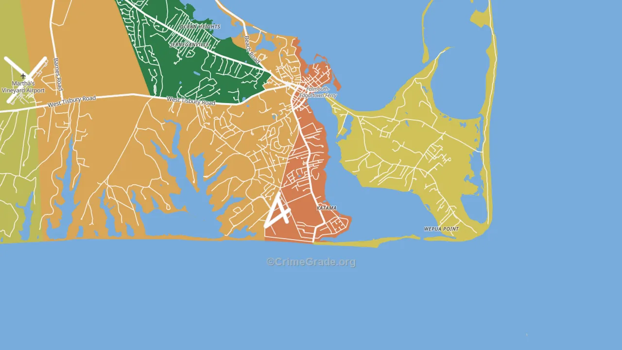 Katama, MA Map of Vandalism Rates