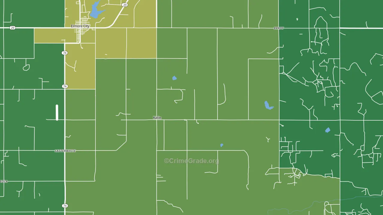 Katie, OK Map of Vandalism Rates