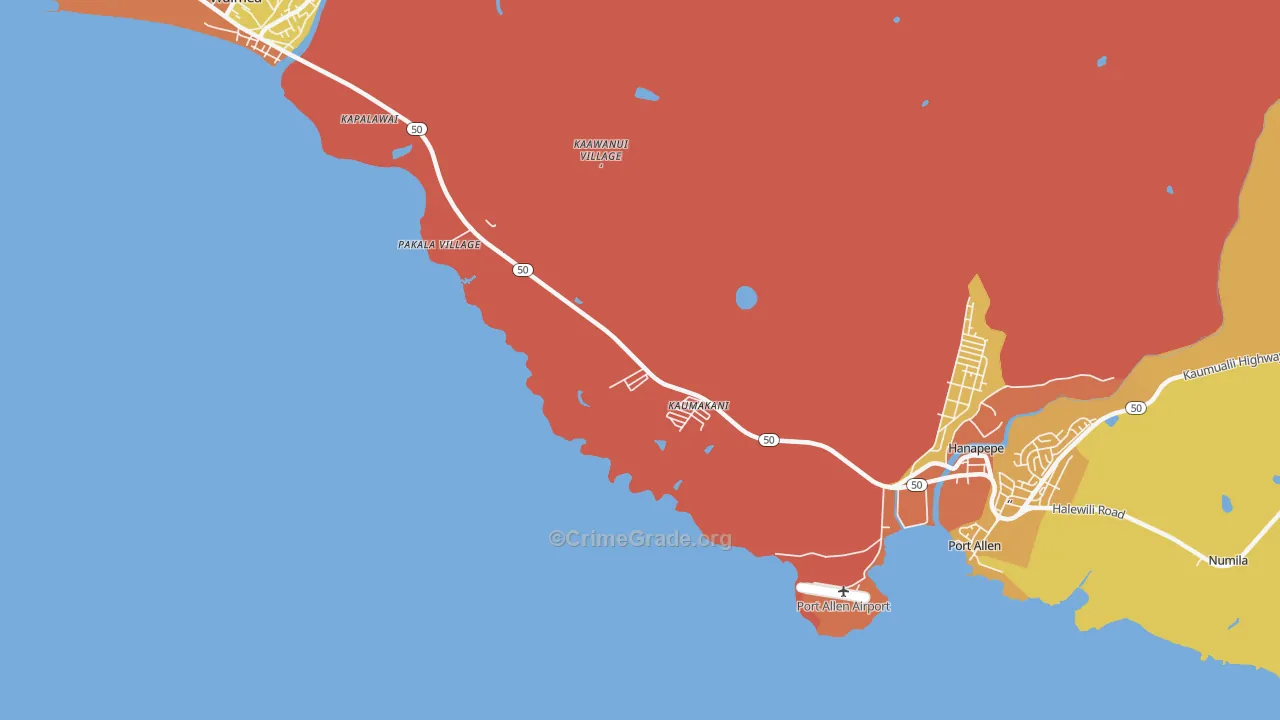 Kaumakani, HI Map of Vandalism Rates