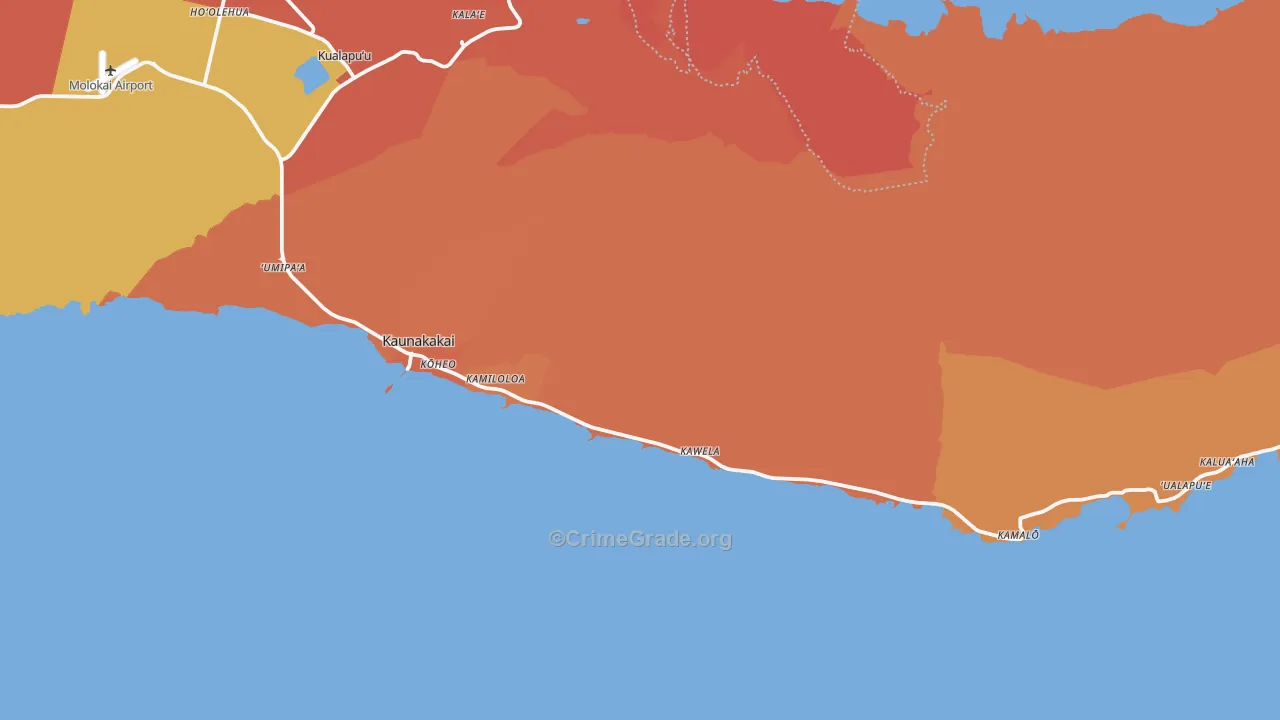 Kaunakakai, HI Map of Vandalism Rates