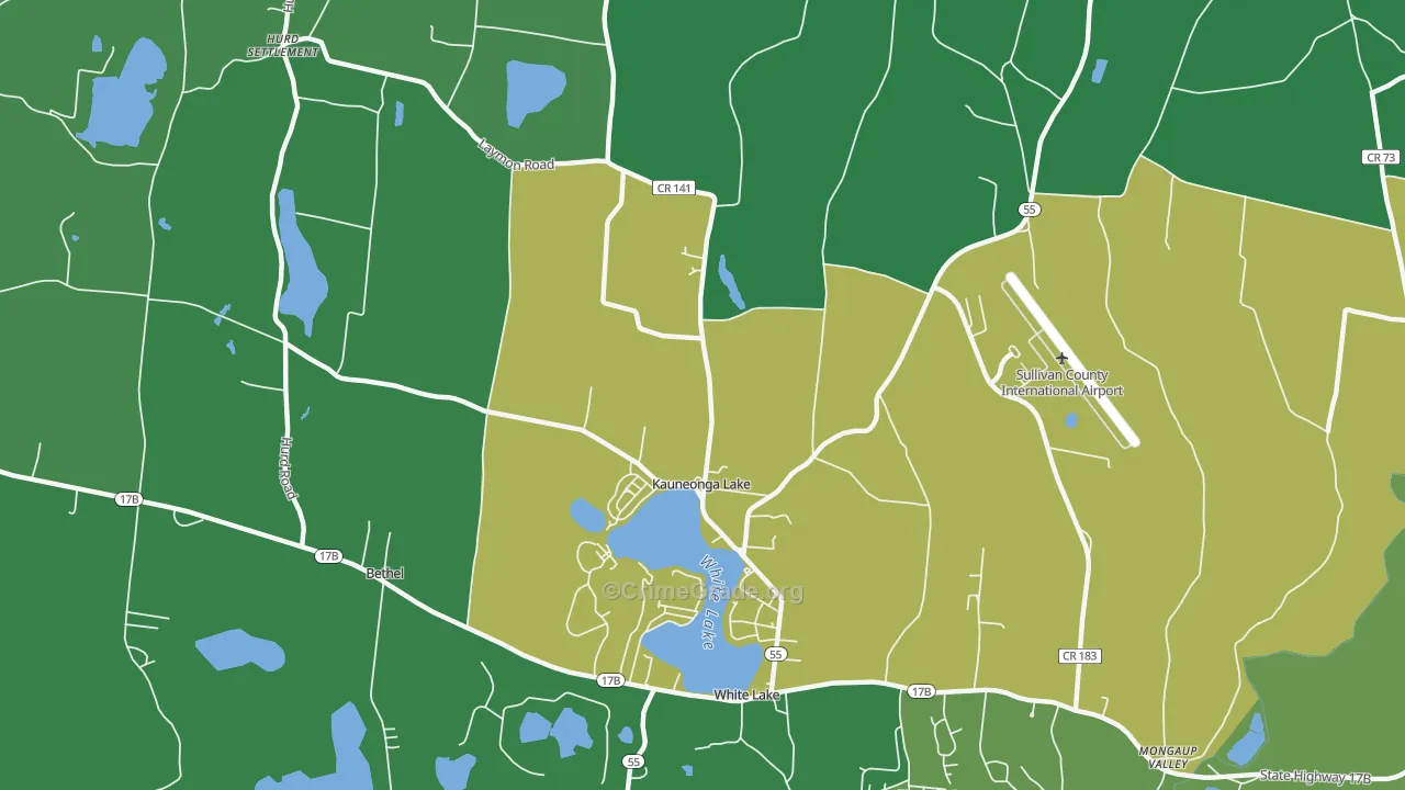 Kauneonga Lake, NY Map of Vandalism Rates