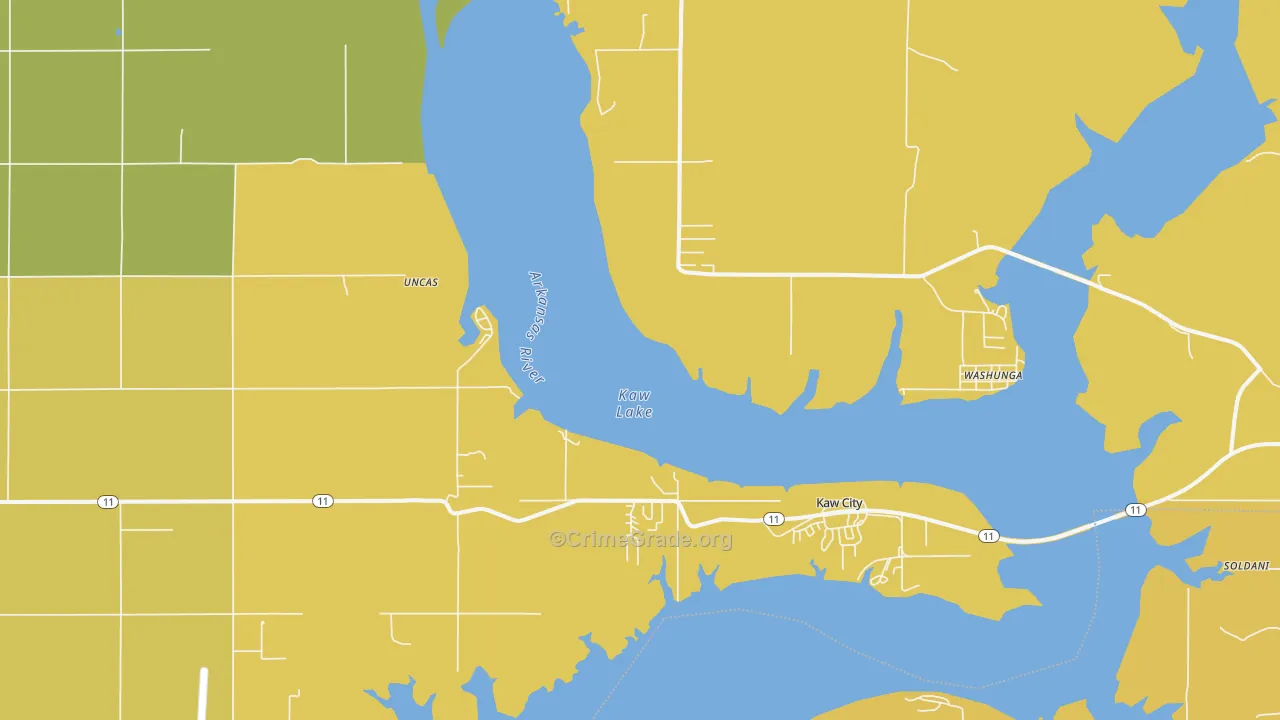 Kaw City, OK Map of Vandalism Rates