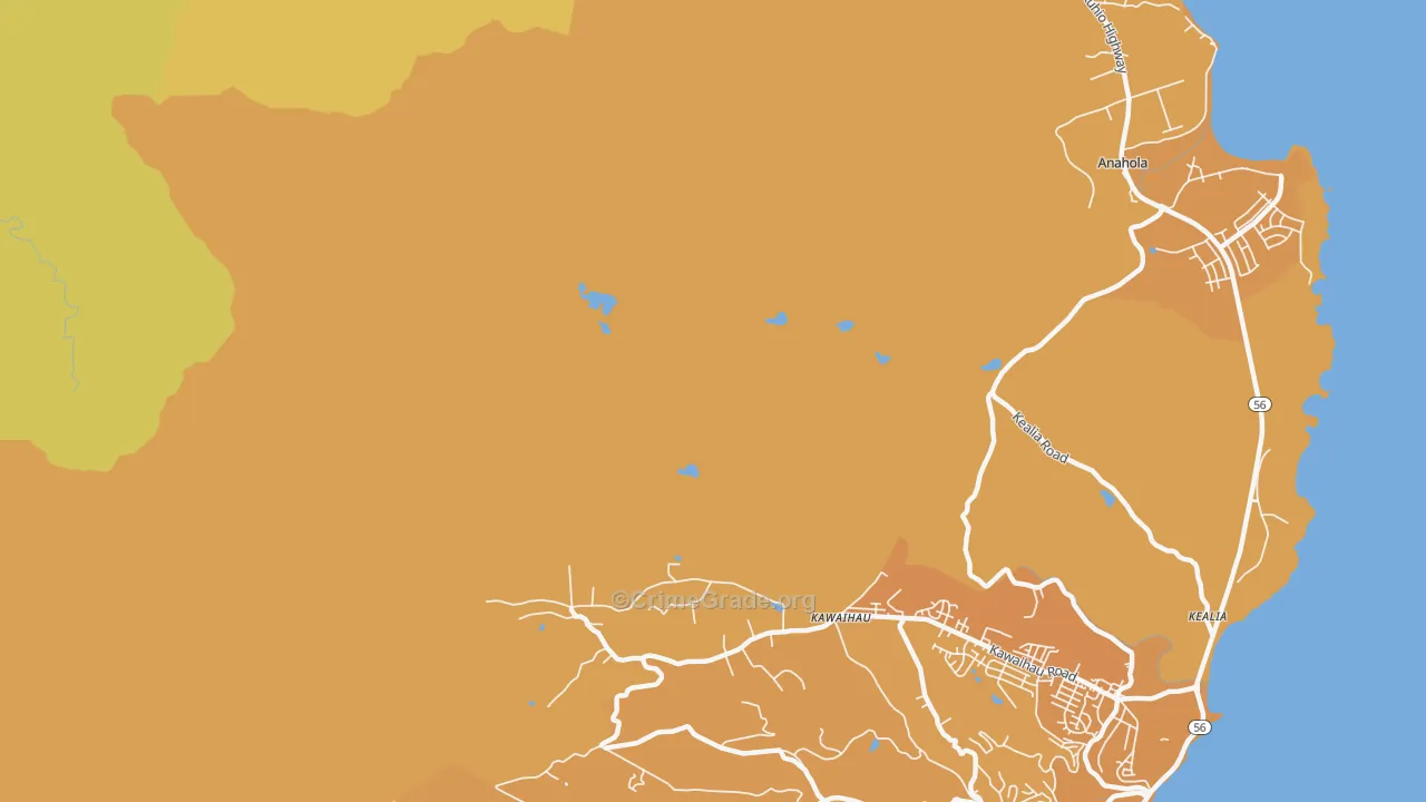 Kawaihau, HI Map of Vandalism Rates