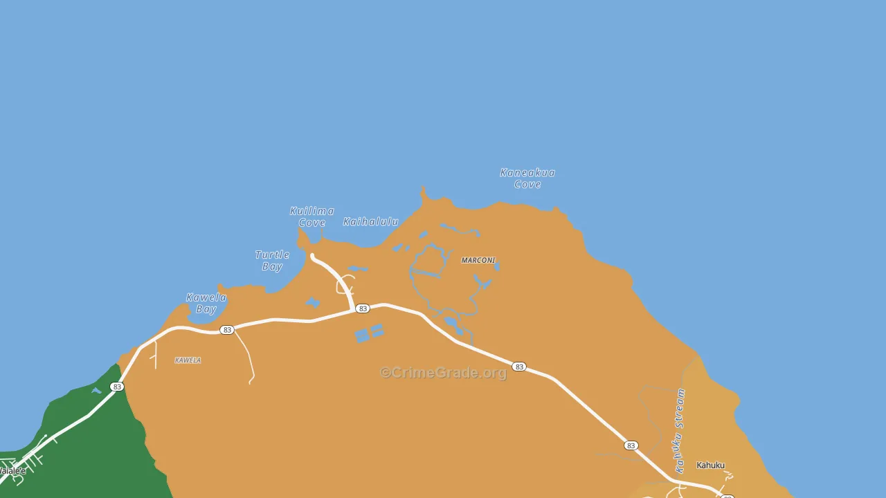 Kawela, HI Map of Vandalism Rates