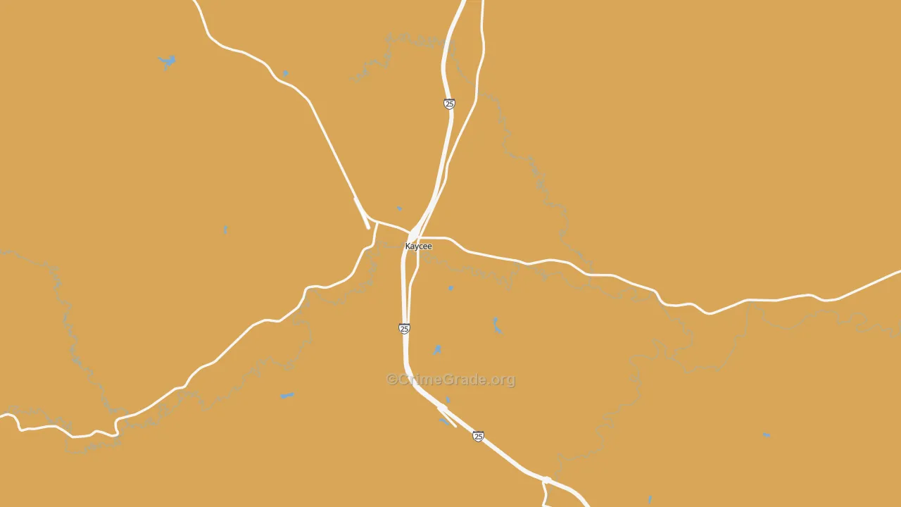 Kaycee, WY Map of Vandalism Rates