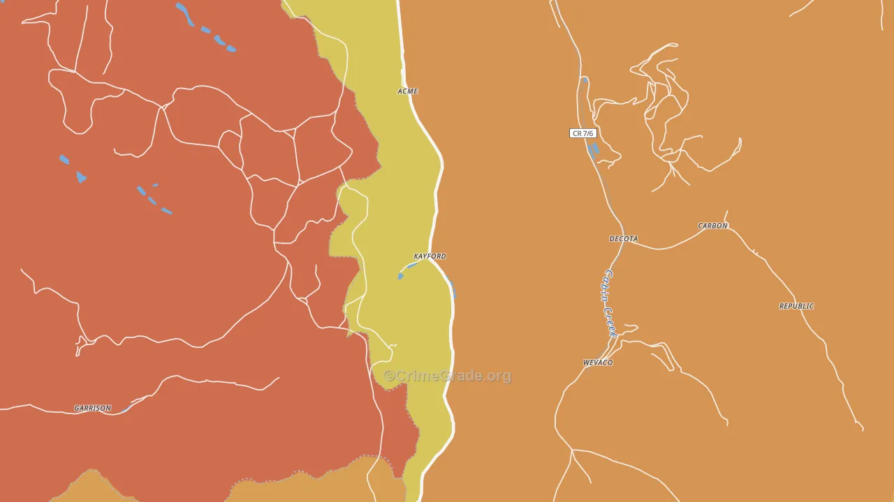 Kayford, WV Map of Vandalism Rates