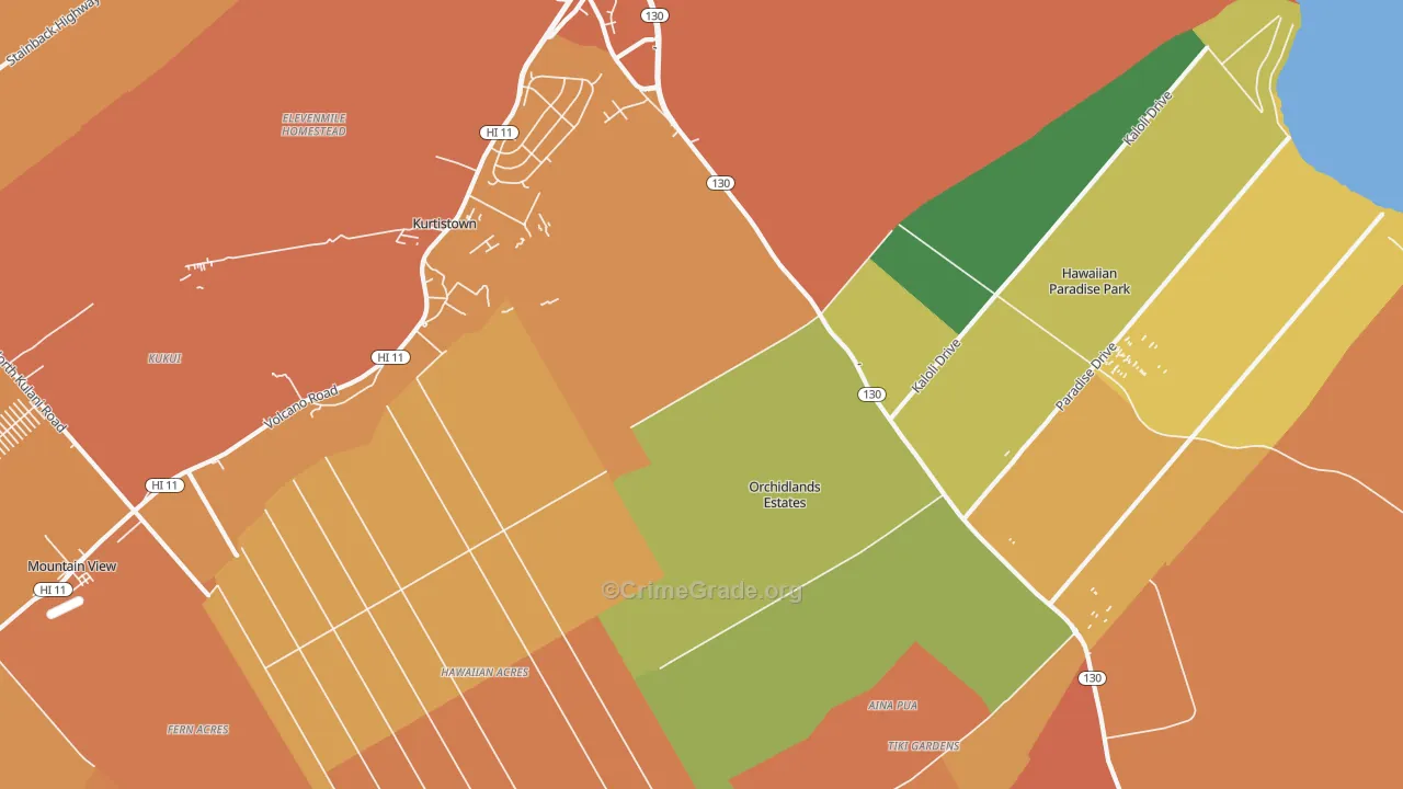 Keaau, HI Map of Vandalism Rates