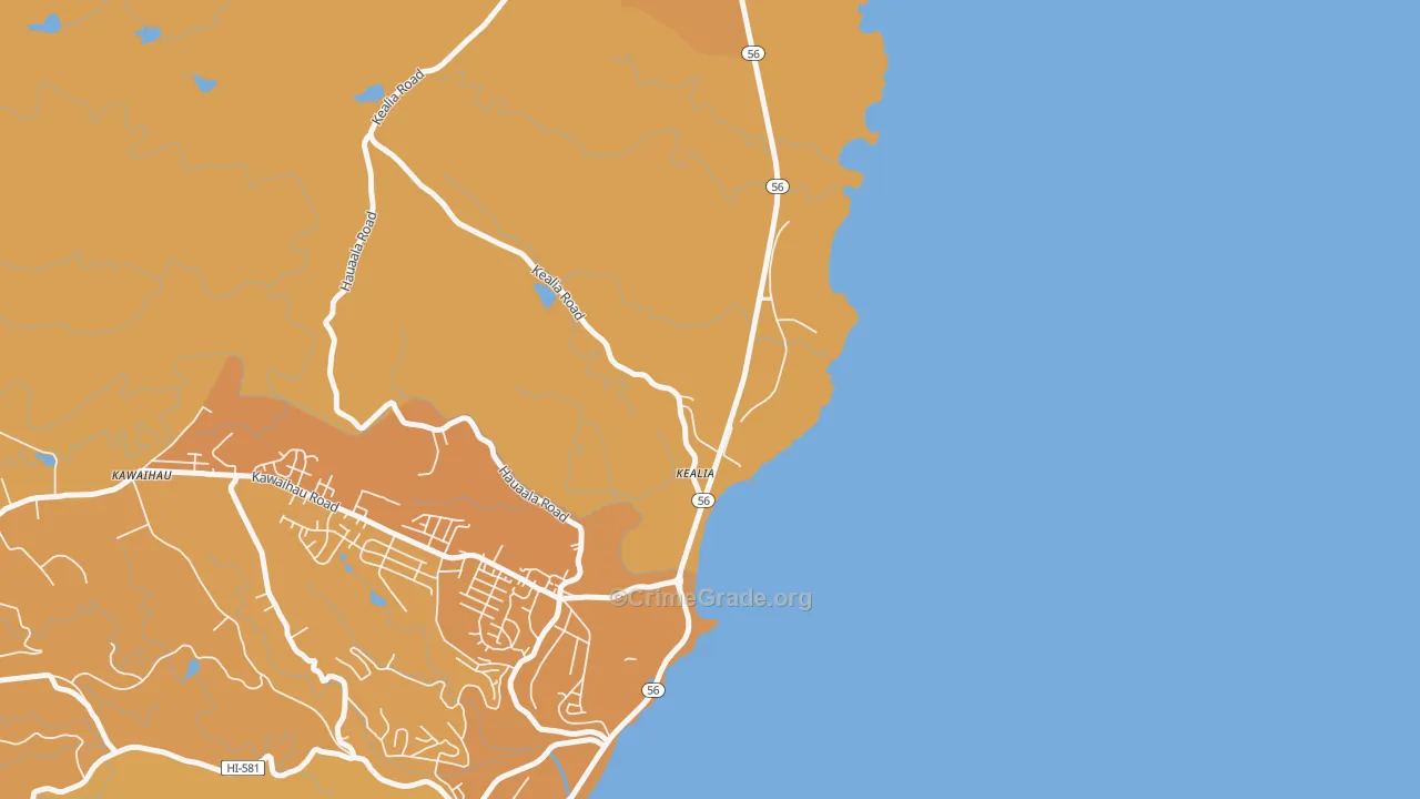 Kealia, HI Map of Vandalism Rates