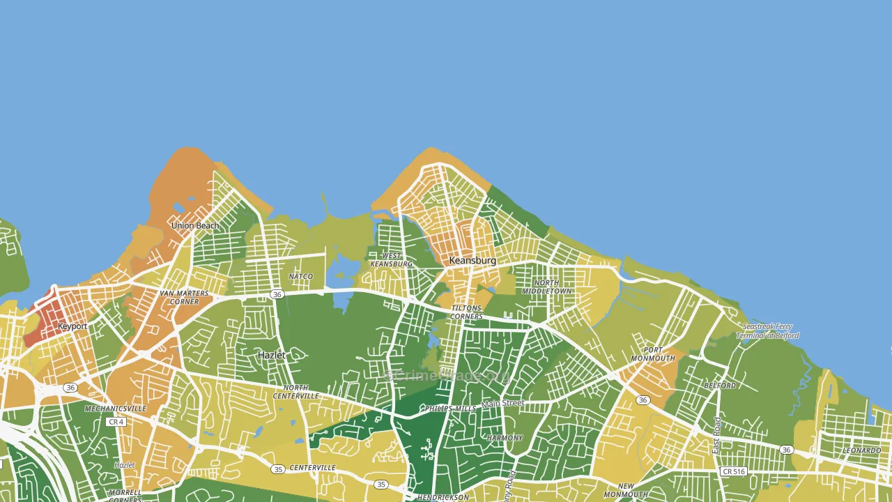 Keansburg, NJ Map of Vandalism Rates
