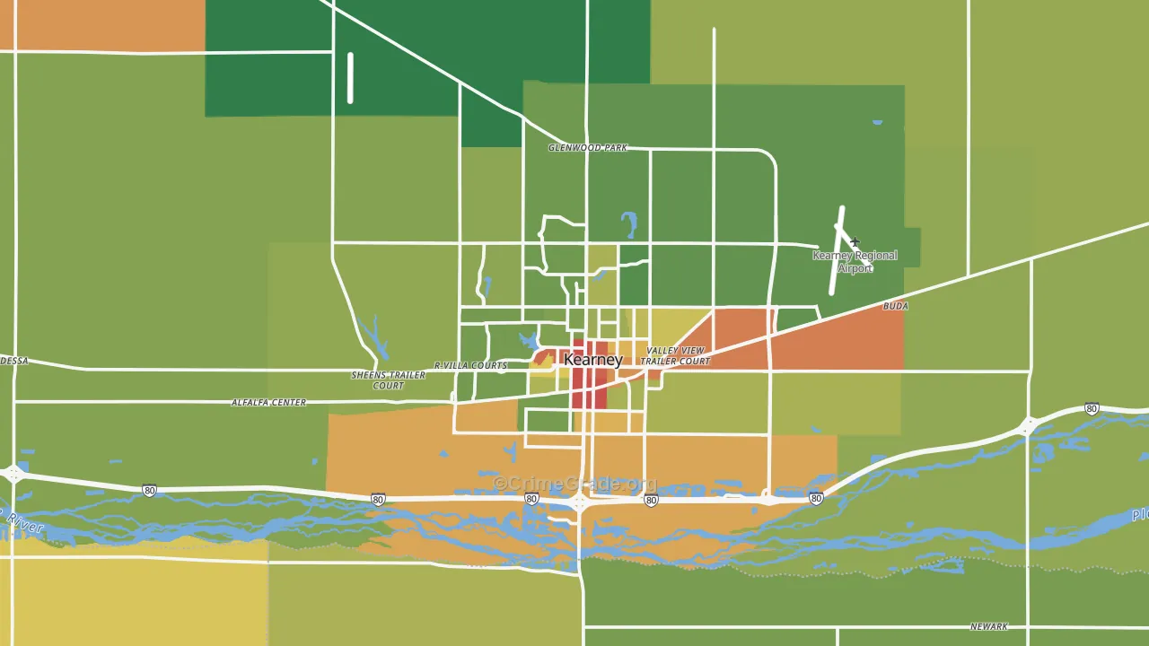 Kearney, NE Map of Vandalism Rates