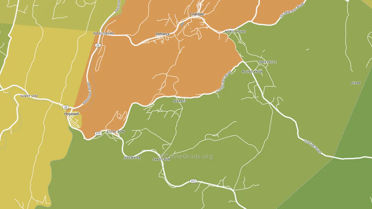 Kearney, PA Map of Vandalism Rates