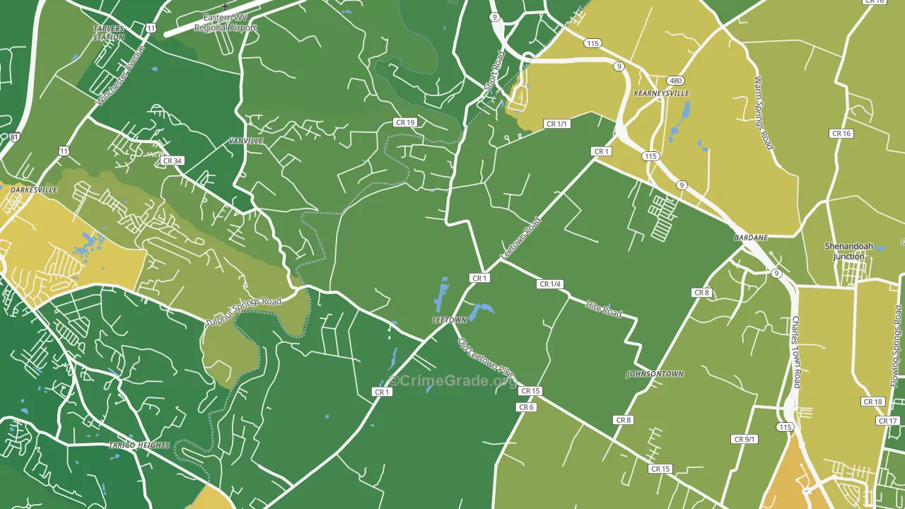 Kearneysville, WV Map of Vandalism Rates